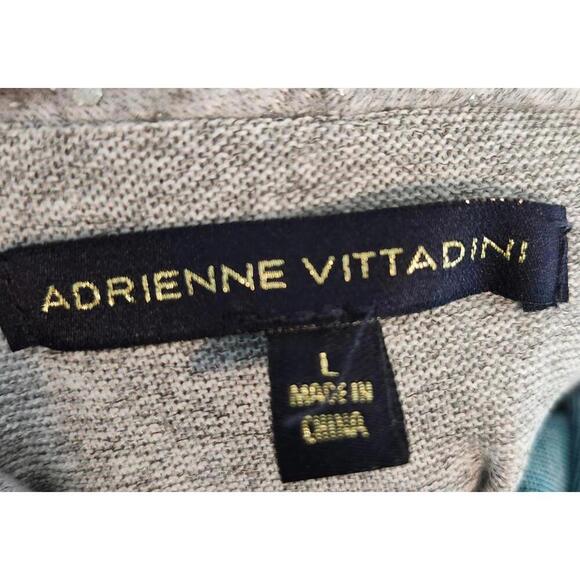 Adrienne Vittadini Shimmering Silver Cowl Neck Sweater Top Large - Picture 4 of 8